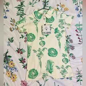 Kate Quinn green veggies vintage Collar Shortie 2y